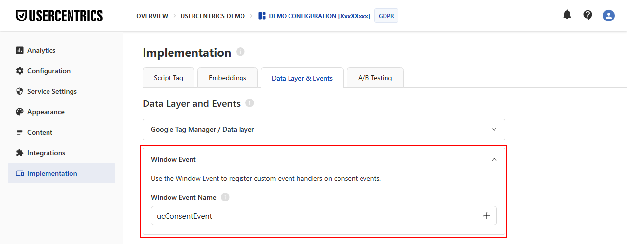 The Events section in the Admin interface